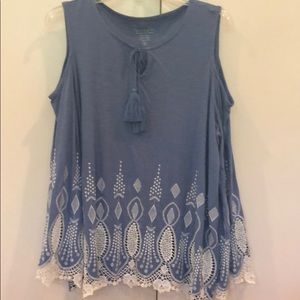 Light blue cold shoulder top